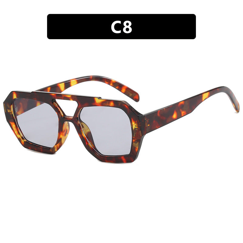 Plastic Aviator Retro Frame Leopard Sunglasses Summer Sunshade Beach Vacation Glasses