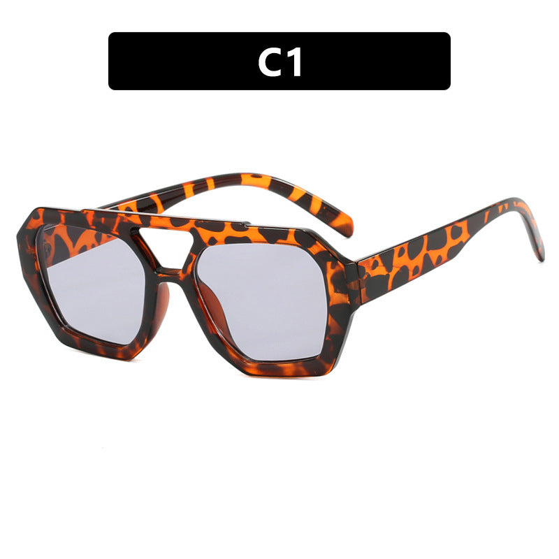 Plastic Aviator Retro Frame Leopard Sunglasses Summer Sunshade Beach Vacation Glasses